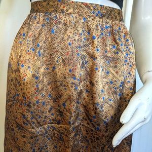 VINTAGE 70s abstract gold midi skirt
